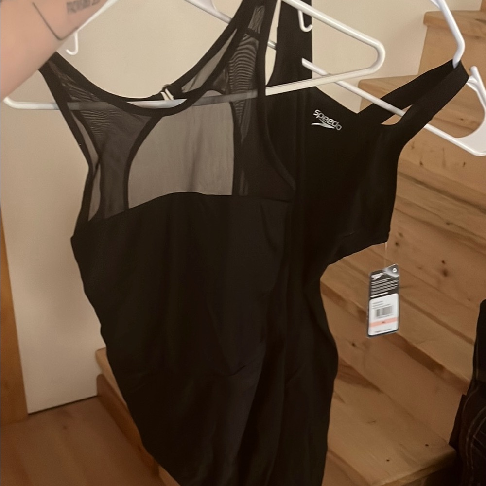 Speedo Black Swimsuit/Wetsuit with Mesh Detail
